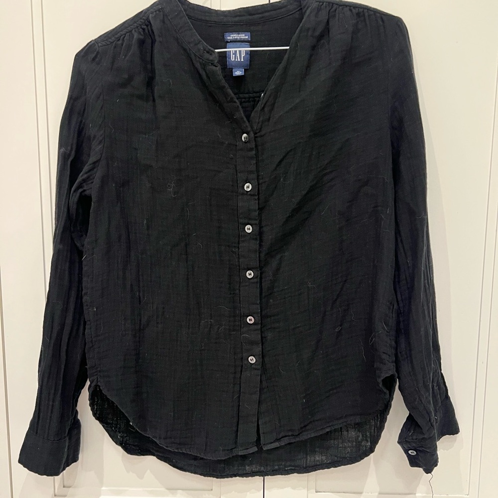GAP Black Button-Up Muslin Shirt